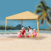 HAOYYE 10x10ft Khaki Waterproof Folding Tent with Two Doors and Two Windows Right Angle Steel Frame Pop Up Canopy Shelter with Oxford Fabric Portable Outdoor Gazebo for Patio Camping Market Events Easy Setup